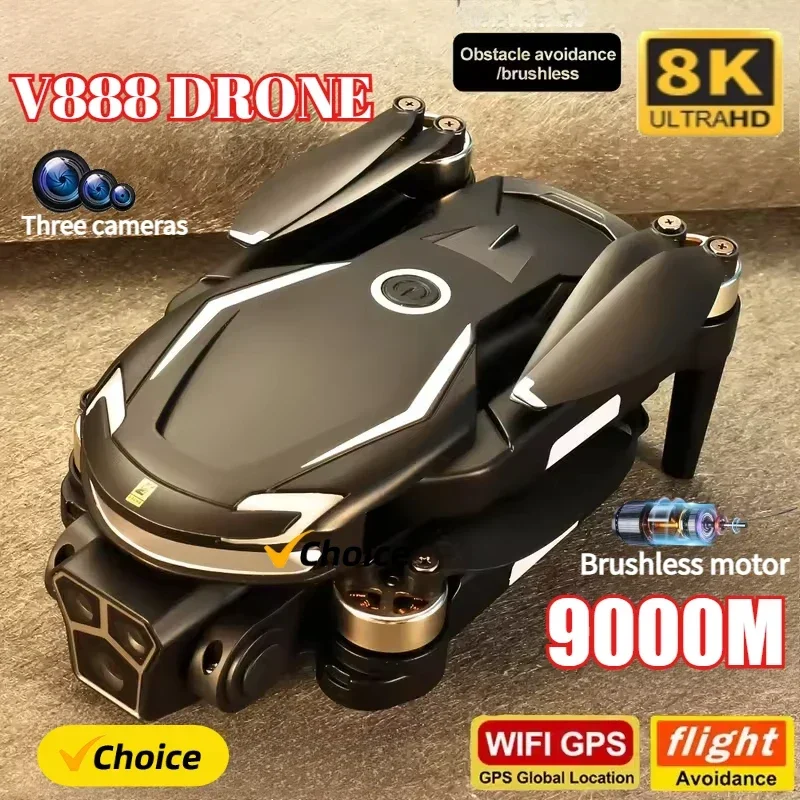 Drone Multispectral - Yeni V888 Drone 8K GPS Üçlü